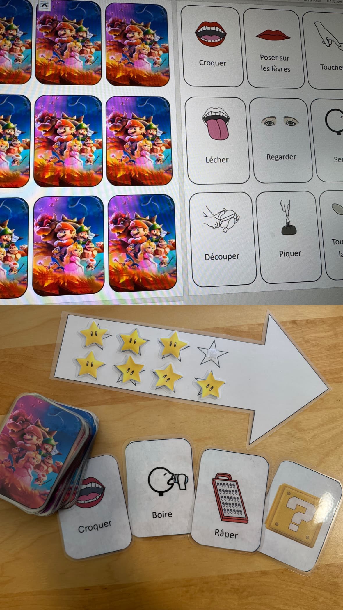 Pictogrammes et supports visuels type PECS (exemple)